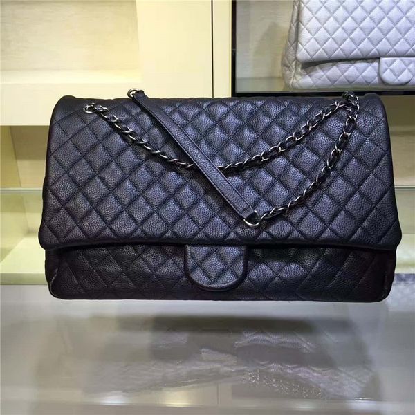 

Cla ic de ign xxxl plaid chain fa hion women diamond lattice houlderbag real leather duffel bag travel bag 46cm