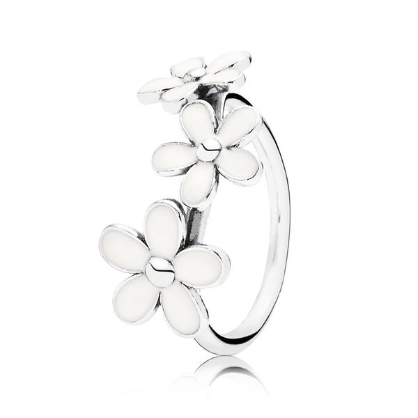 

authentic 925 sterling silver enamel triple daisy flower ring with pandora original gift box new fashion luxury designer jewelry women rings, Golden;silver