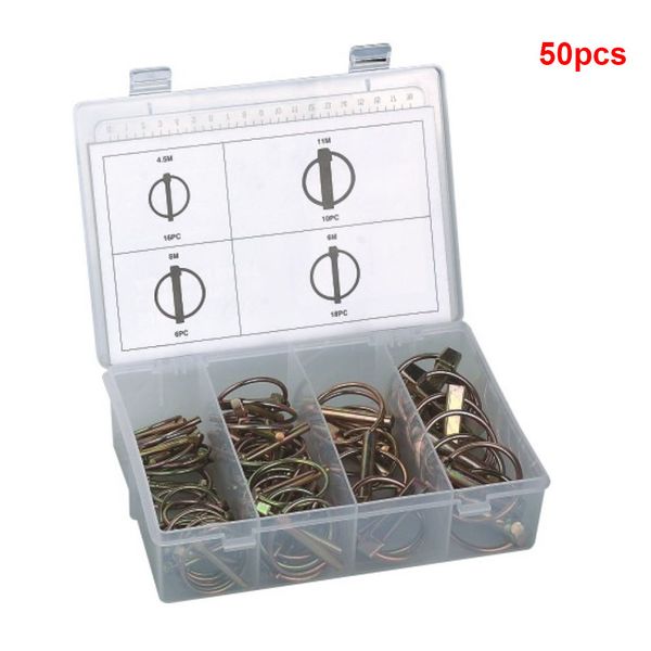 

50 pcs anti rust auto parts home trailer trucks secure heavy duty locking pin kit multi size iron plated farm assortment