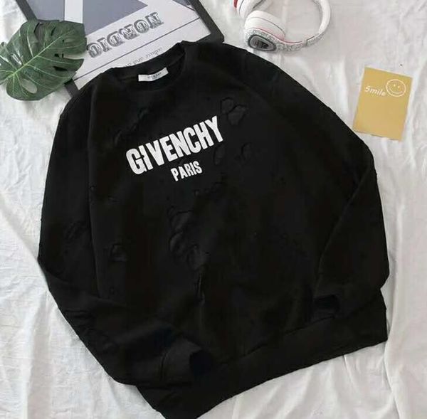 

adidas adidas мода зима европа франция париж американский fashionkanye супр винтаж сломанная дыра толстовка повседневная женщины мужчины с к, Black