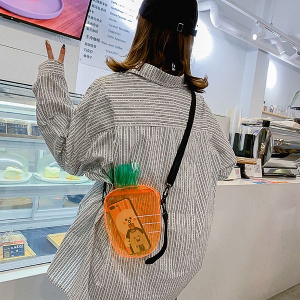 

summer cute cartoon jelly bag clear transparent pvc shoulder bags wild band messenger bag fashion candy color shoulder a1