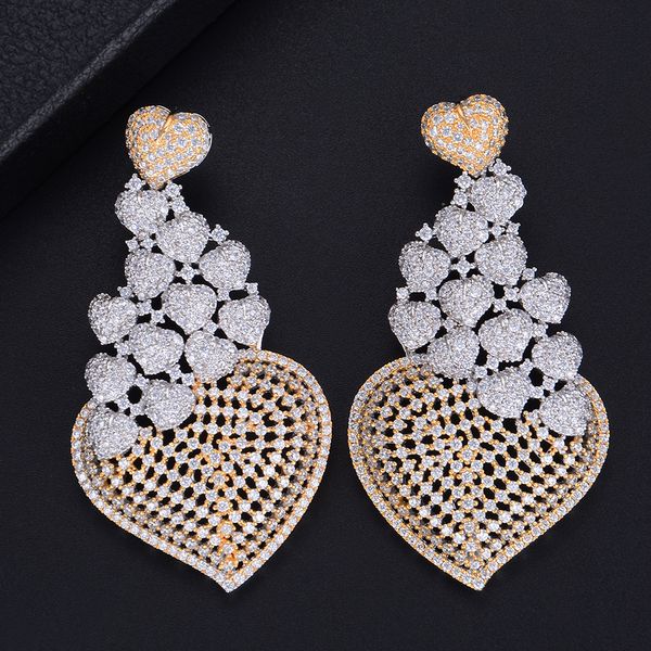 

larrauri luxury popular hraet earrings trendy full mirco paved cubic zircon naija wedding earring fashion jewelry, Silver