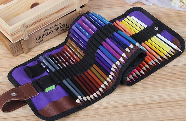 

colored pencils set with 50 colouring painting pens and sharpener and canvas pencil bag for kids and coloring book christmas gifts, Black;red