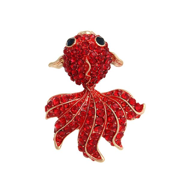 

cute fish brooches weddings party banquet trendy red crystal goldfish animal brooch jewelry, Gray