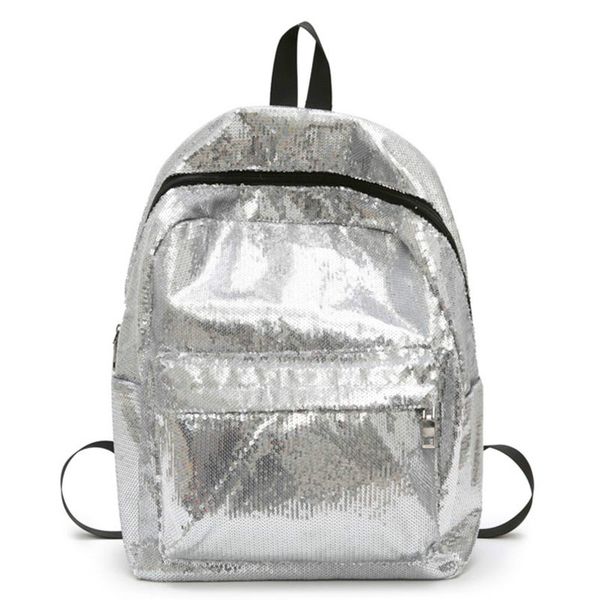 

2018 fashion women backpack silver sequins backpacks wholesale women leather backpack for teenage girls big school bags xa155h