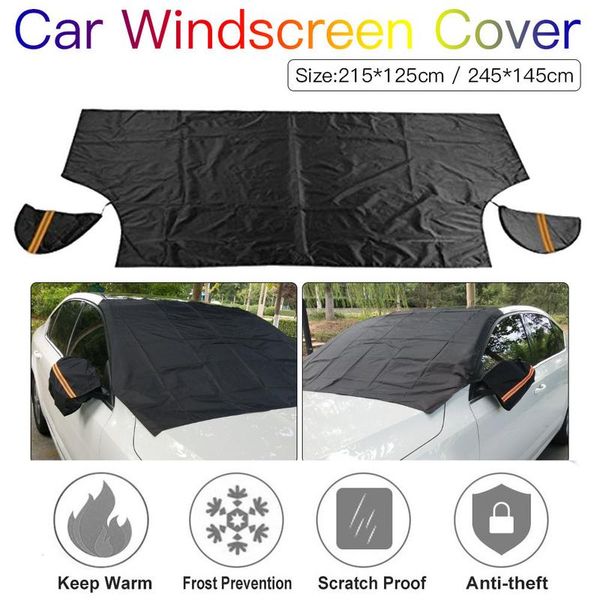

210t silver coating cloth winter car snow shield windscreen cover anti-e half cover car with rear view storage bag