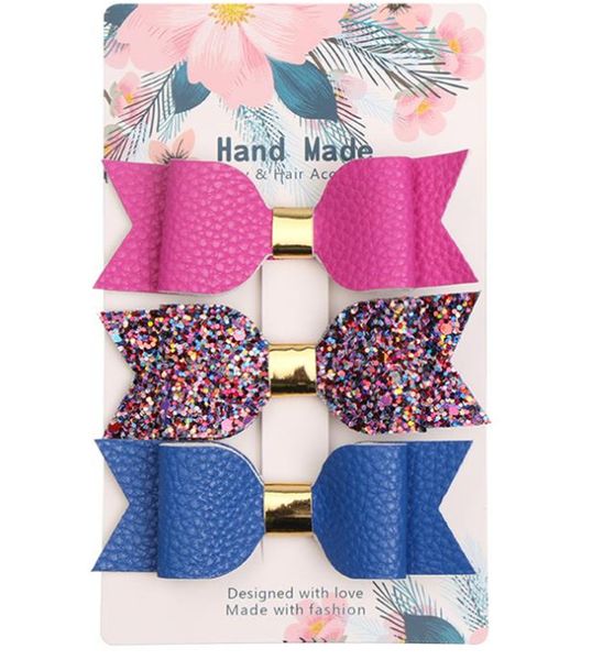 

3pcs/set sequins barrettes cute colorful hairpin bowknot glitter hair clips kids children hairclip headress hair accessories ly526, Slivery;white