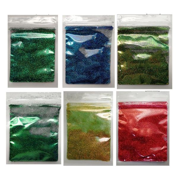 

10g/bag holographic glitter powder shining chameleon mirror laser nails fine dust nail art decor manicure 6 colors 0.2mm powder, Silver;gold