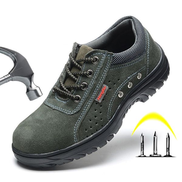 

men boots steel toe work safety boot breathable anti-smashing puncture work safety shoes casual sneaker men boots 39 s, Black