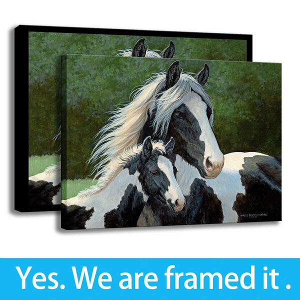 

hallway wall decor painting gypsies horse art print animal on the canvas framed art - ready to hang - framed