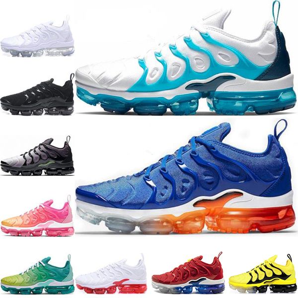 

new arrival tn plus geometric active fuchsia black mens women running shoes print lemon lime bumblebee game royal trainers sports sneakers, White;red