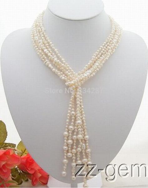 

long 3 strds 50 '' white pearl necklace, Silver