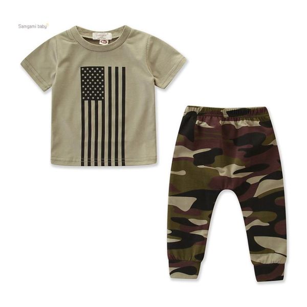 

2020 set tide kids summer boys new camouflage set, White