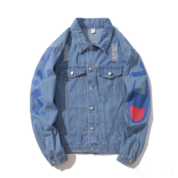

kanye west jacket street jacket hip hop coat clothing denim jacket casual blue denim jackets clothing5ac6#, Black;red