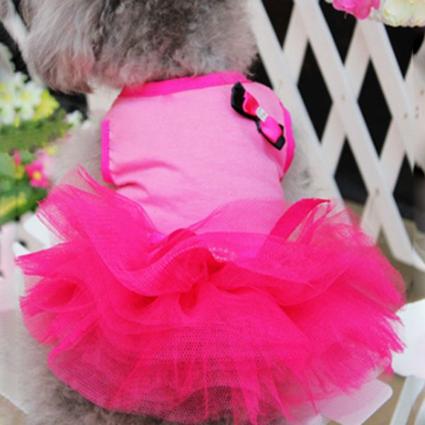 

pink dog cat princess tutu dress bow bubble dress pet puppy clothes dog apparel large