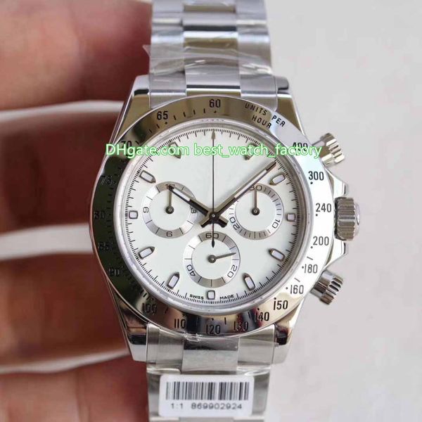 

2 color super quality watch 904 steel classic 40mm cosmograph 116520 chronograph working swiss cal.4130 movement automatic mens watches, Slivery;brown