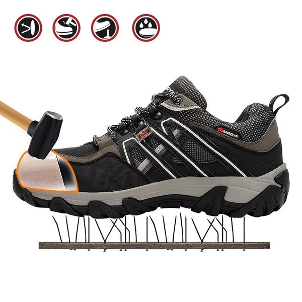 

sycatree 2019 men's safety shoes steel toe breathable work climbing shoes sport sneakers outdoor safety hiking boots, Black