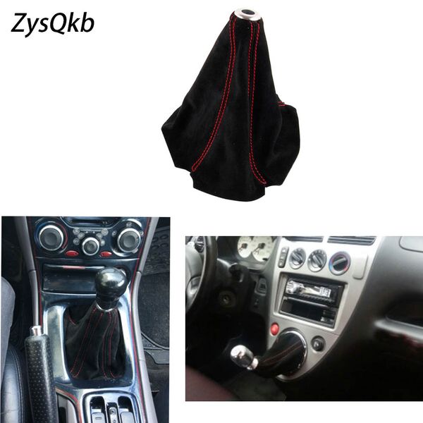 

2015 suede leather red blue gold stitch shift knob auto shifter boot cover mt/at