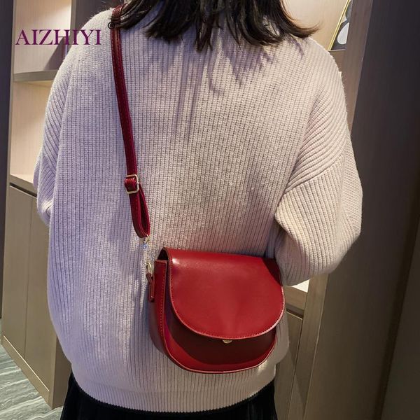 

female solid color fashion pu leather crossbody handbag women casual simple semicircle small shoulder messenger bags