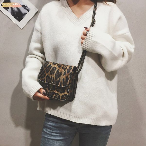 

women leopard print bags ladies small square bags fawn pendant shell shoulder bag pu leather messenger bag bolsa feminina n