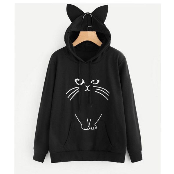 

Trendy Women clothes Long Sleeve Geometry loose Sweatshirts Hooded cotton Pullover Casual Tops one pieces