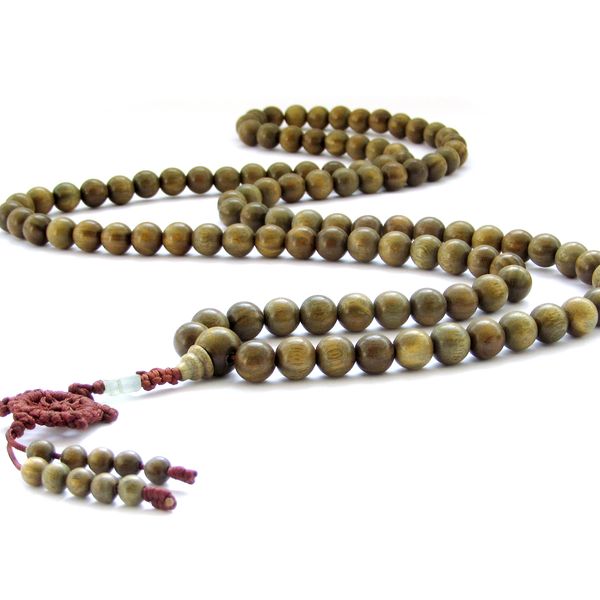 

bro990 natural green sandalwood beads necklace 10mm 108 beads buddhist meditation prayer malas fragrant verawood for man, Silver