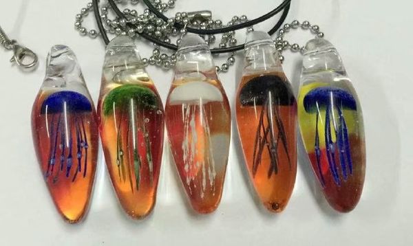 

current price 5 pcs mixed jellyfish glass pendant charming wear jewelry, Silver