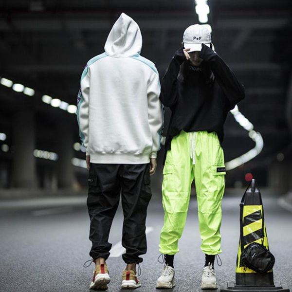 

duyou 2019 мужчина больших карманы вскользь штаны мужчина мода хип-хоп панк шаровары jogger sweatpants черные уличный, Black