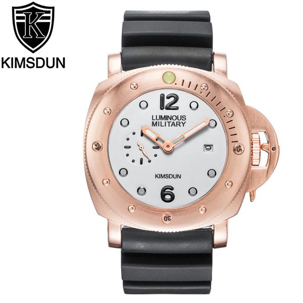 

quartz watch kimsdun brand men's silicone strap waterproof fashion trend luminous clock luxury leisure relogio montre, Slivery;brown