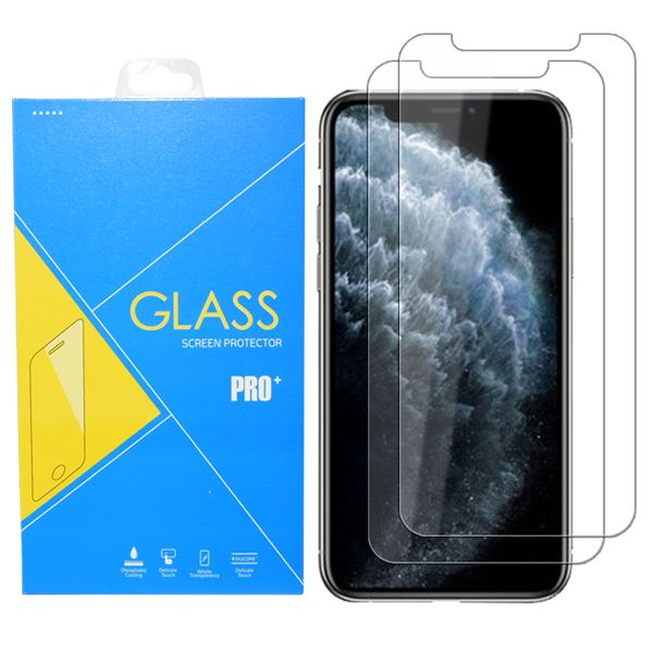 

2 pack 9h 2.5d transparent phone tempered glass screen protector films for iphone xr 11 pro max xs 6s 7 8 plus