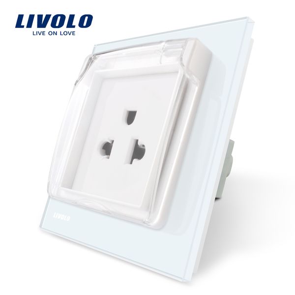 

livolo eu standard us power socket,white glass panel, 110~250v 16a wall power outlet,with the waterproof cover