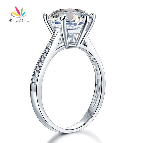 

peacock star solid 925 sterling silver wedding anniversary engagement ring 3 carat jewelry cfr8209 j190716, Slivery;golden