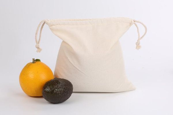 

dhl 100pcs halloween diy blank beige cotton drawstring foldable shopping bags 3size