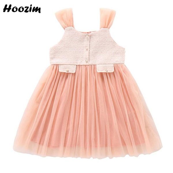 

princess tulle back zipper square collar suspender dress girls 4-11 age summer backless front button ruched sling dresses child, Red;yellow