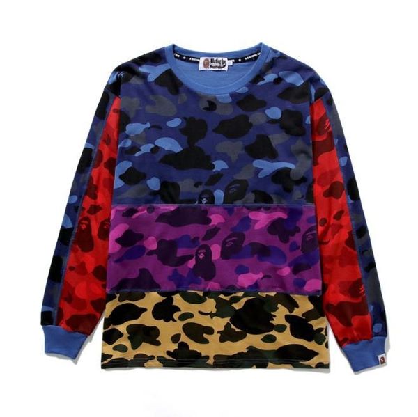 

luxury designer mens sweater fashion brand new camouflage stitching casual round neck sweater fashion youth couple jacket, Black