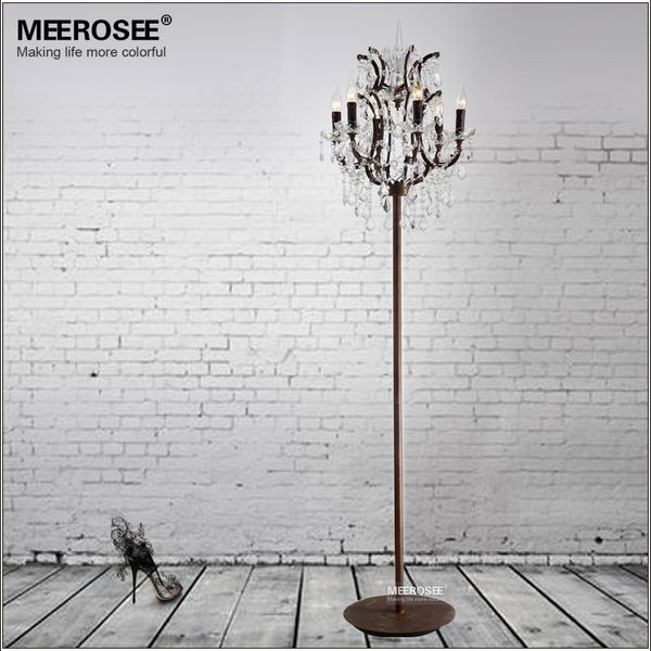 

popular vintage style crystal floor lamp rust red color stand lamp with 6 lights for reading room l living room ld003