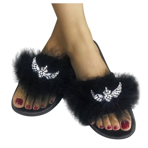 

women's ladies fashion slides casual crystal open toe outdoor slippers lovely beach shoes woman summer sandals droshipping, Black