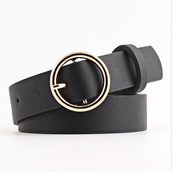 

women's belt fashion classic round buckle wide belt design female casual leather belts for jeans kemer, Black;brown