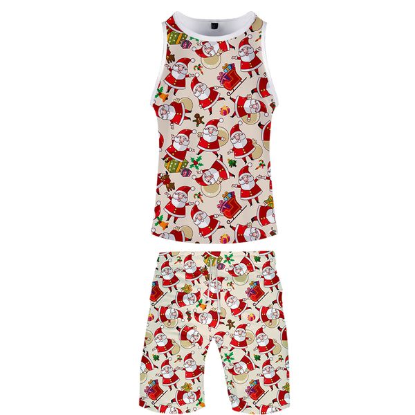 

christmas cool 3d outwear harajuku two pieces sets men' cool new streetwear tank capless summer 2019 new fashion sets, White;black