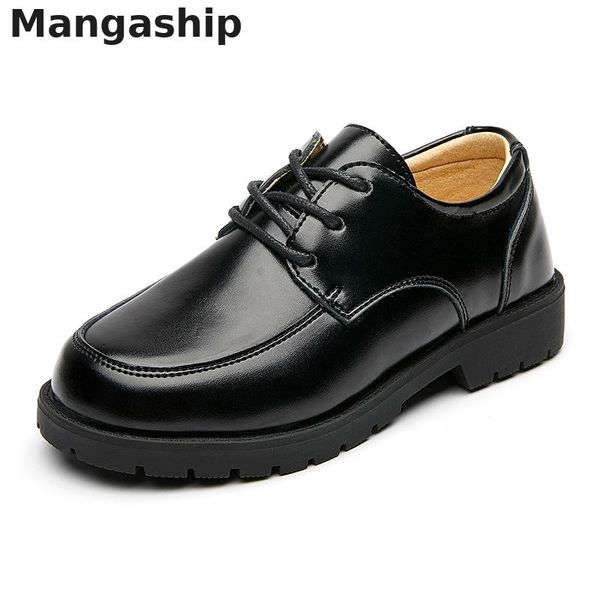

2019 new boys genuine leather shoes for kids wedding shoes big children students black school dress host performance soft, Black;grey
