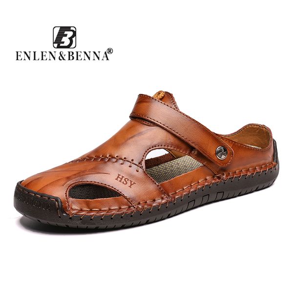 

summer sandals men's outdoor sports beach shoes genuine leather non-slip lightweight men's shoes beach sandals men summer, Black