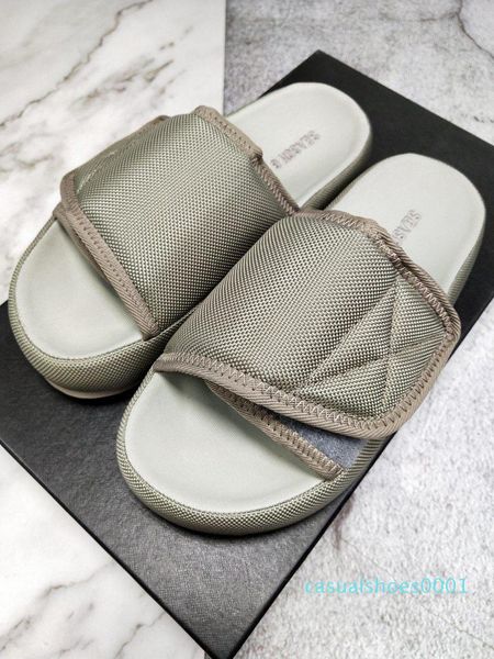 

latest designer shoes kanye west season  sandals slipper og summer beach indoor flat slippers flip flops sandal nylon slides ac01, Black