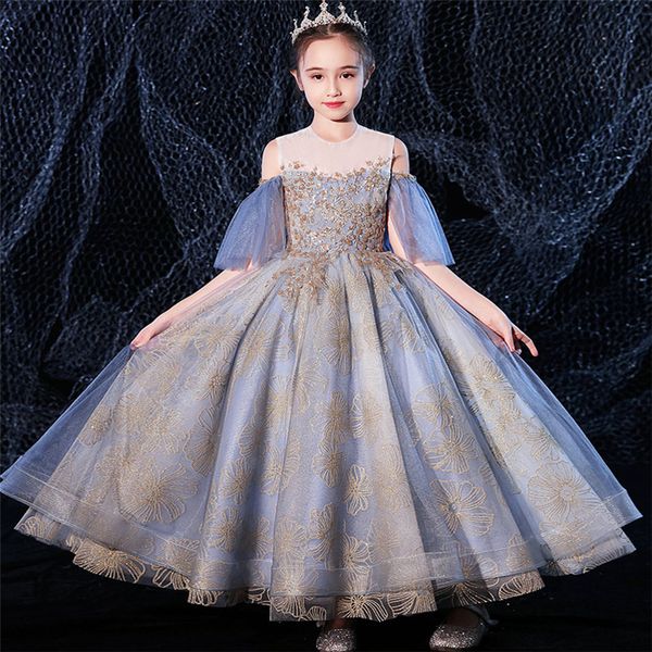 

2020 new fashion design girls children birthday evening party princess fluffy dress kids teens host piano costumes dress, Red;yellow