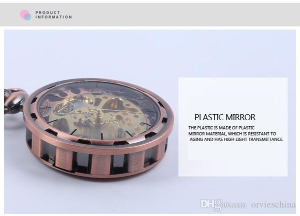 

mechanical watch the trend gold plated transparent hollow pocket watch men watch capless, Slivery;golden