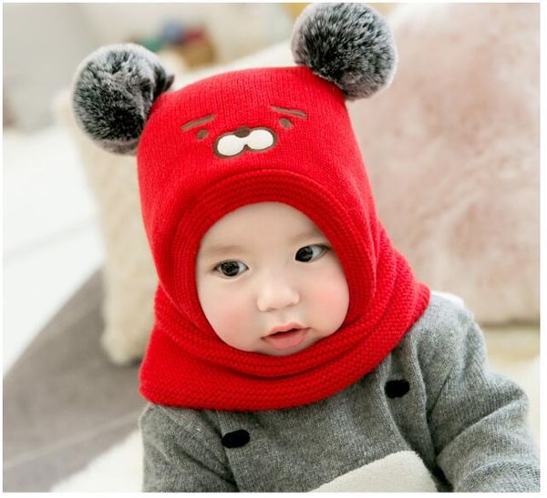 

baby hat princess mother autumn winter baby boy baby girl wool hat children hat bib, Blue;gray