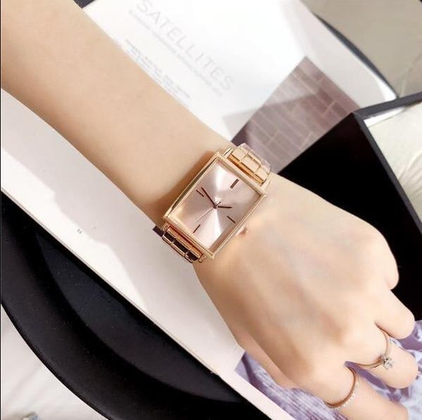 

luxury simple square automatic new fashion luxury ladies rectangle watch women steel strap strap business casual elegant quartz watch women, Slivery;brown