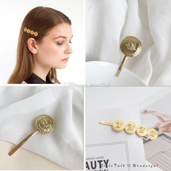 

2019 new vintage baroque gold medusa hair clip bb hairpin headdress girl hairdress women fashion jewelry, Golden;silver