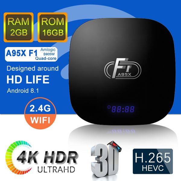 

a95x f1 android 8.1 tv box quad core 2gb 16gb amlogic s905w smart media player better x96 mini mxq pro