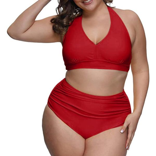 

women new swimsuit female plus size swimwear solid color bikini two-piece swimsuit beachwear summer beach wear set #314, White
