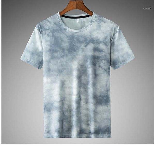 

мужское tshirts ice silk печать спорт мужские дизайнерская одежда casusal эластичность quick dry tops tie dye дышащего, White;black